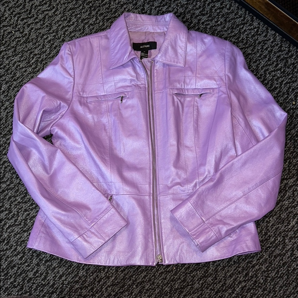Alfani Purple Genuine Leather Jacket